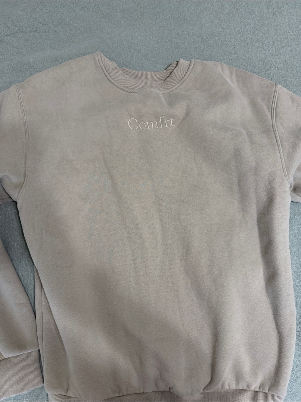 Comfort Embroidered Crewneck Sweatshirt - Light Taupe